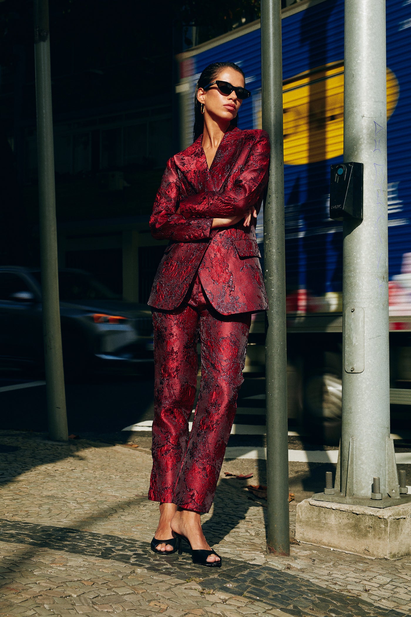 Pantalon Jacquard rojo