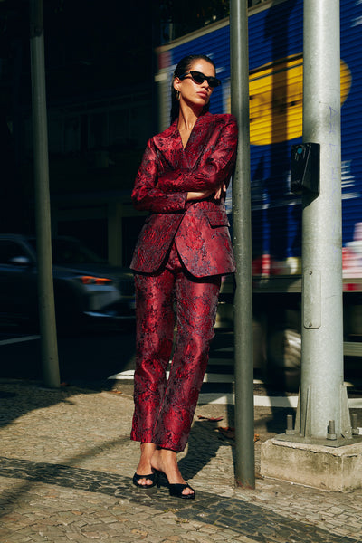 Pantalon Jacquard rojo