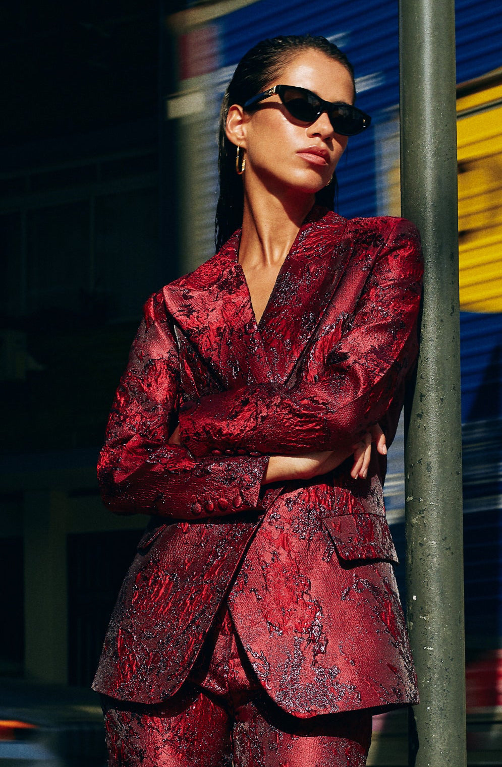 Blazer Jacquard rojo