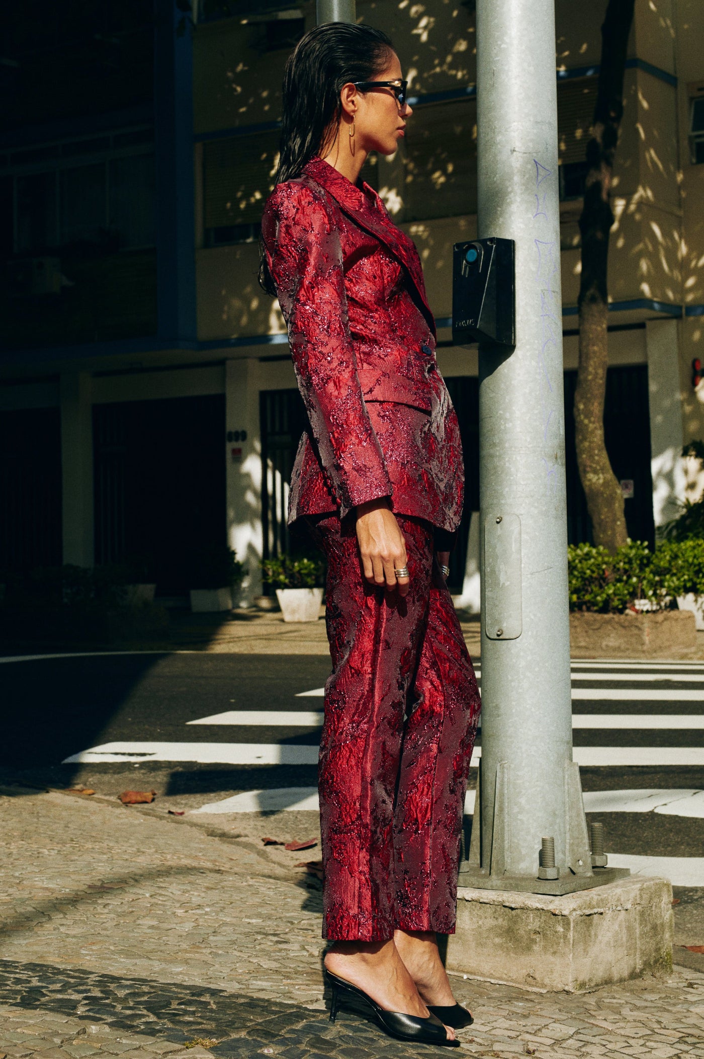Pantalon Jacquard rojo