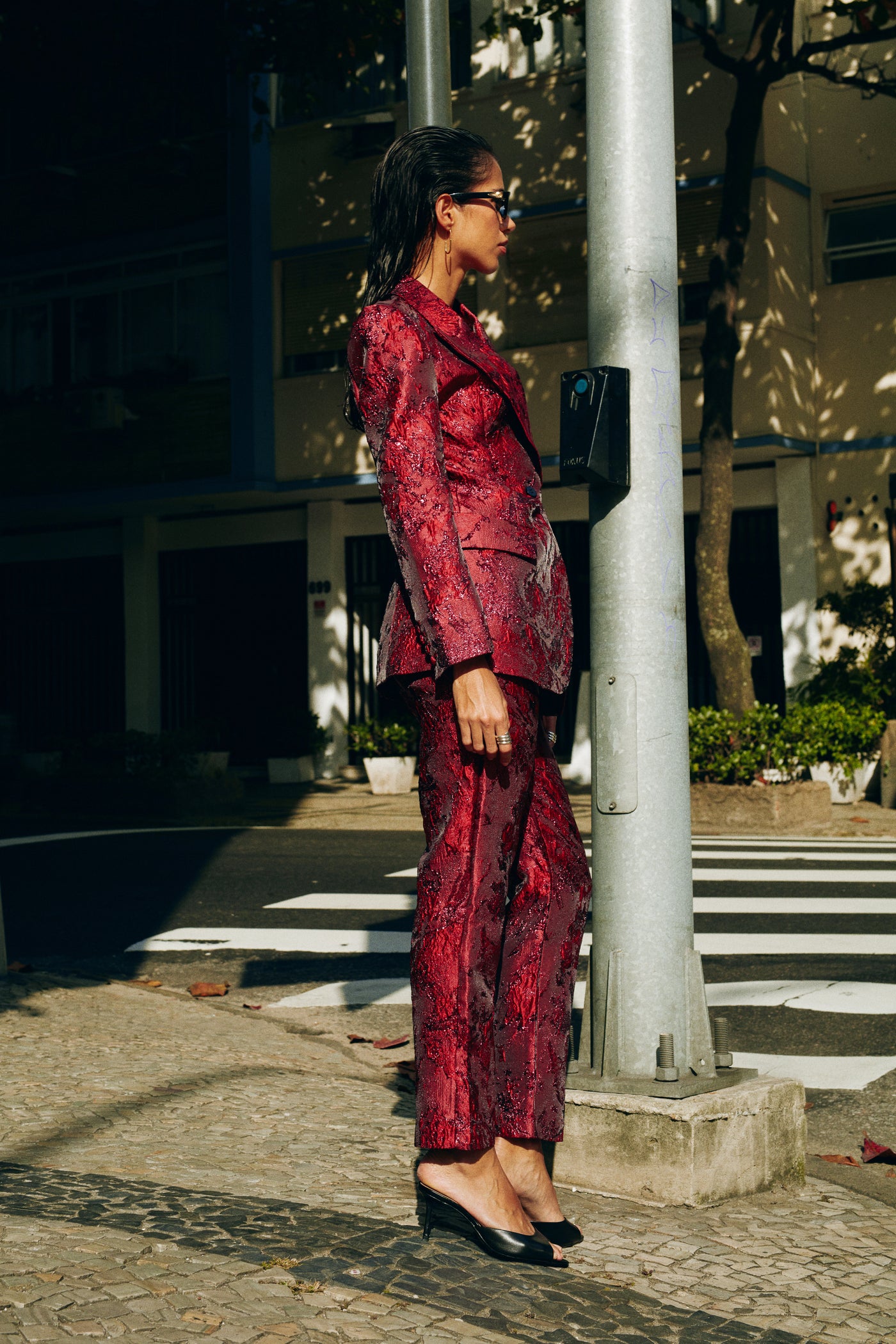 Blazer Jacquard rojo