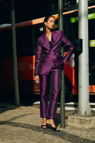 Pantalon Jacquard morado
