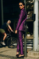 Pantalon Jacquard morado