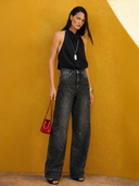 Jeans Strass Strey negro