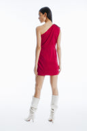 Vestido hombro fucsia