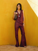 Pantalón lino Melt burgundy