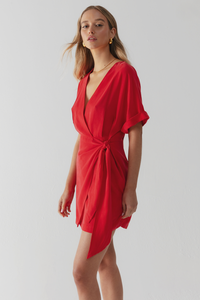 Vestido cupro rojo