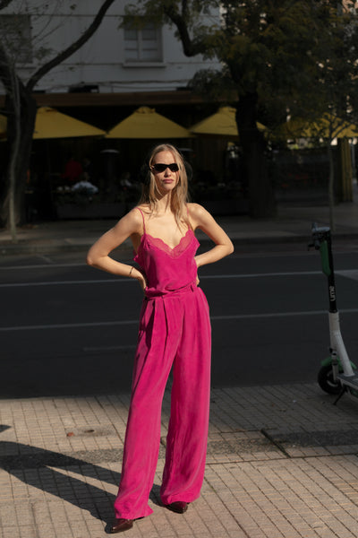 Pantalon Cupro Rossen fucsia