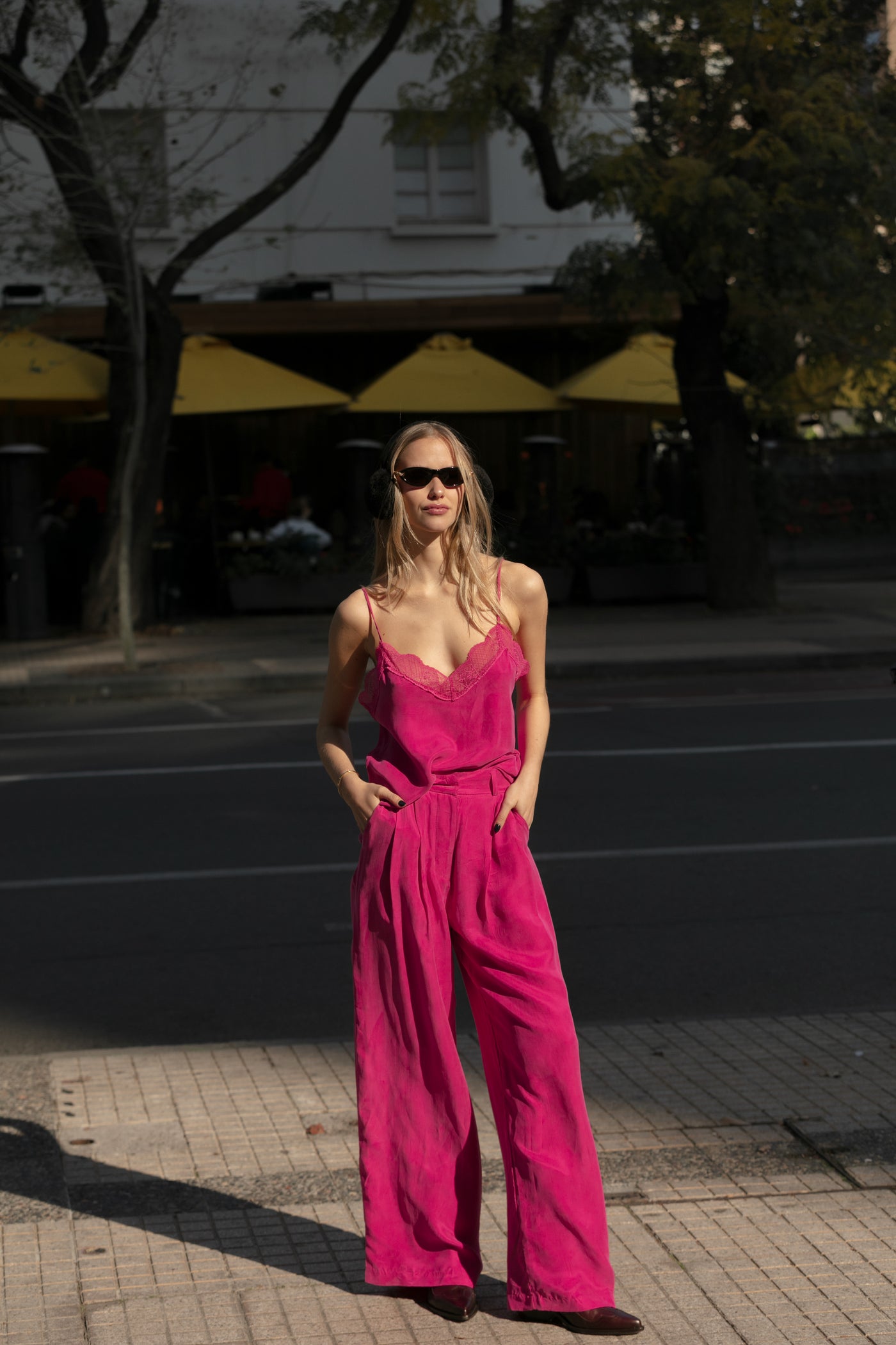 Pantalon Cupro Rossen fucsia