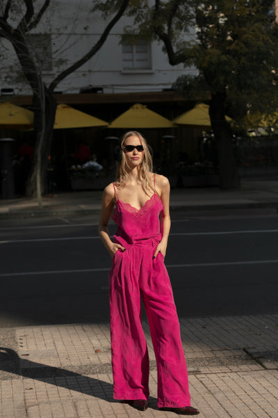 Pantalon Cupro Rossen fucsia