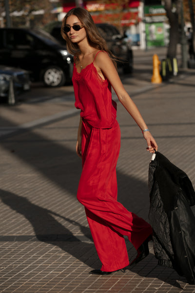 Pantalon Cupro Rossen rojo