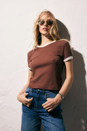Polera baby tee cafe