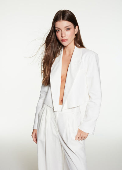 Blazer crop Pearl blanco