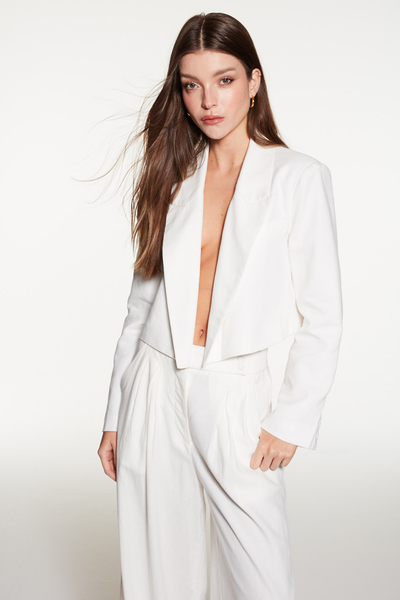 Blazer crop Pearl blanco