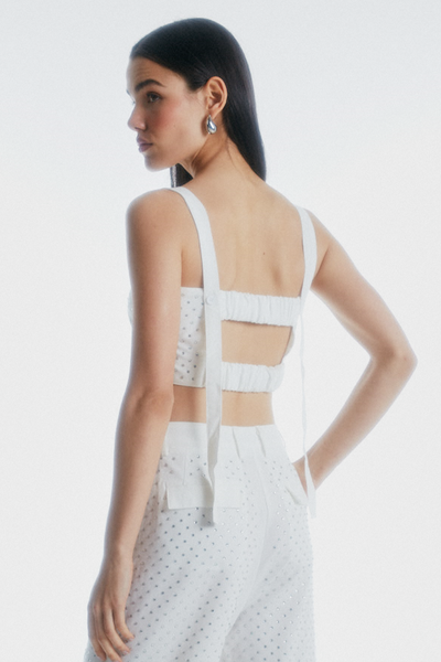 Top strass blanco
