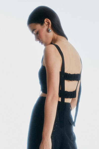 Top strass negro