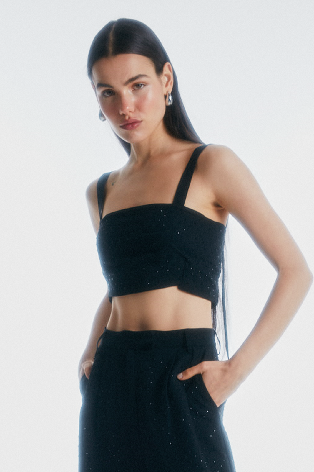 Top strass negro
